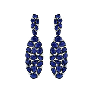 Blue Sapphire and Diamond Mosaic Earrings