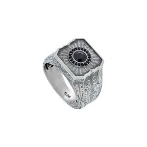 Gun Metal Black Sapphire England Made Me Cuban Ring