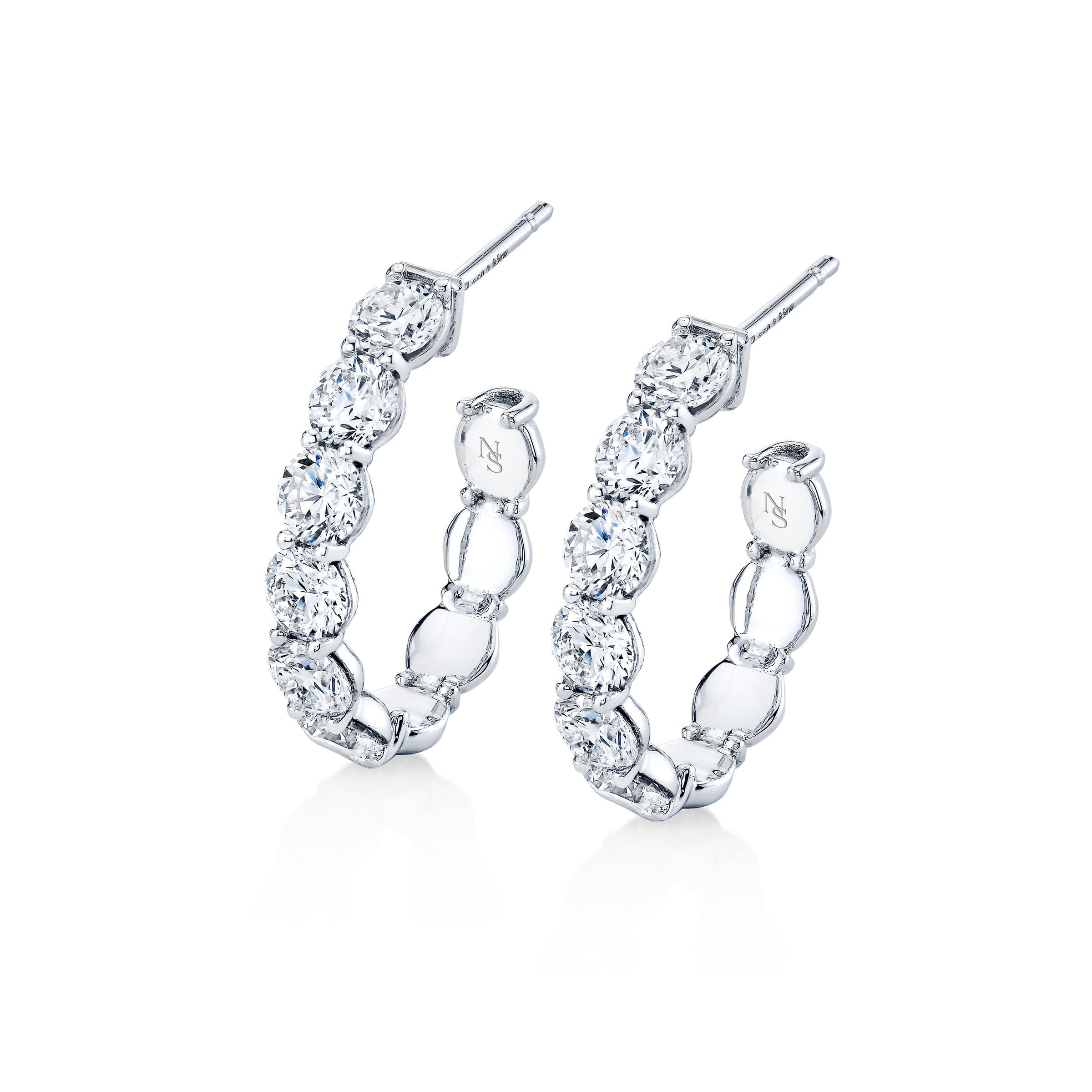Round Diamond Open Ended Hoop Earrings