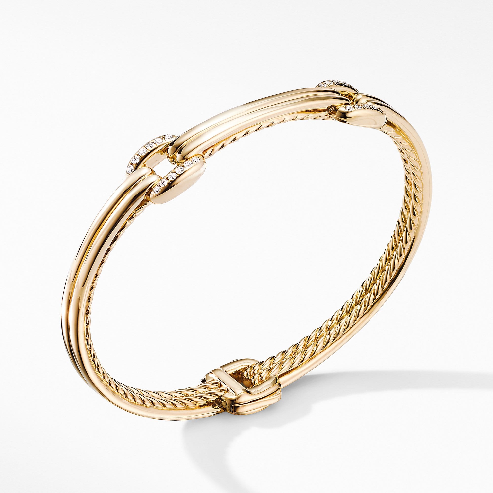 Thoroughbred Double Link Bracelet in 18K Yellow Gold with Diamonds
