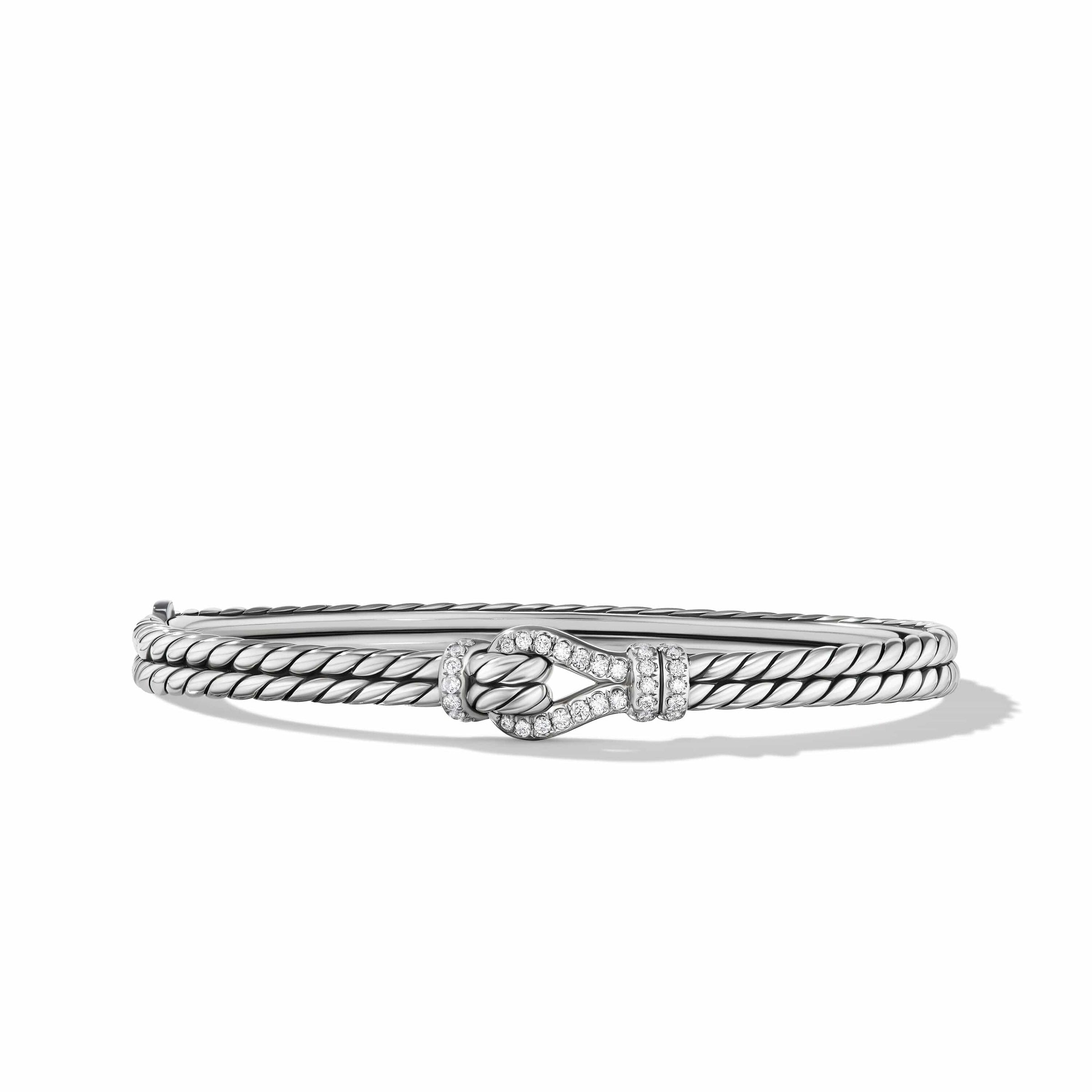 Thoroughbred Loop Bracelet in Sterling Silver with Pave Diamonds