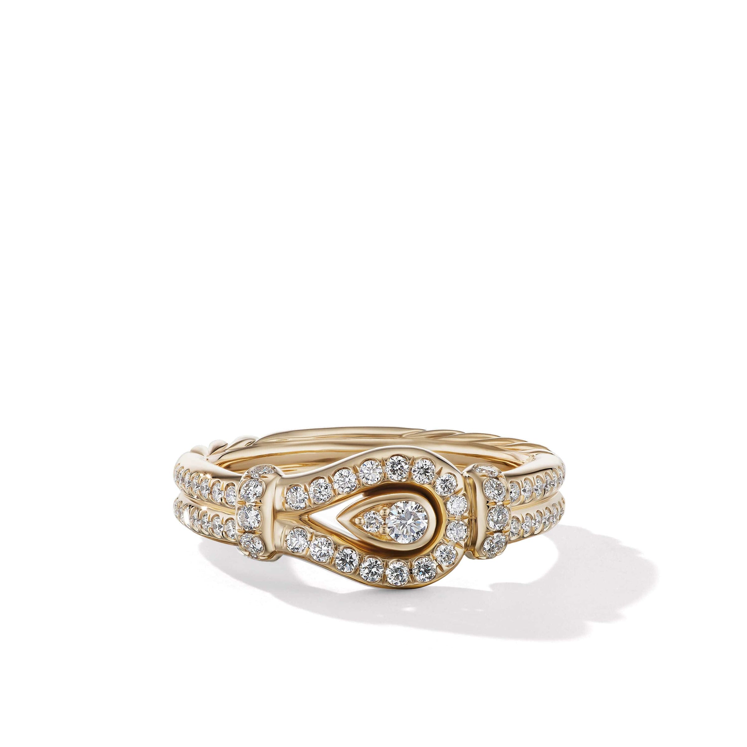 Thoroughbred Loop Ring in 18K Yellow Gold with Full Pave Diamonds