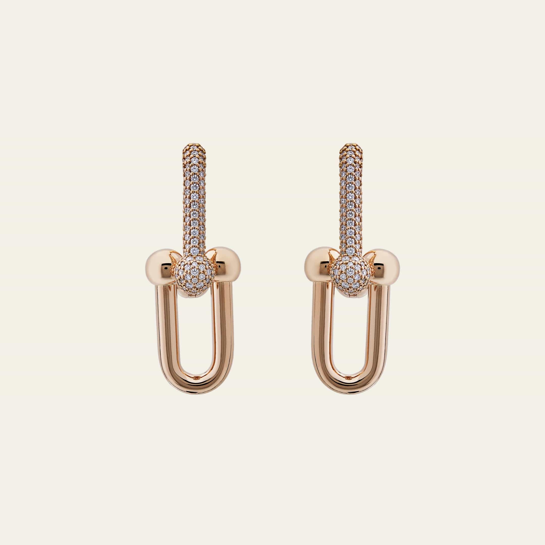 Tiffany & Co. HardWear Large Link Earrings with Pavé Diamonds Rose Gold 68692539