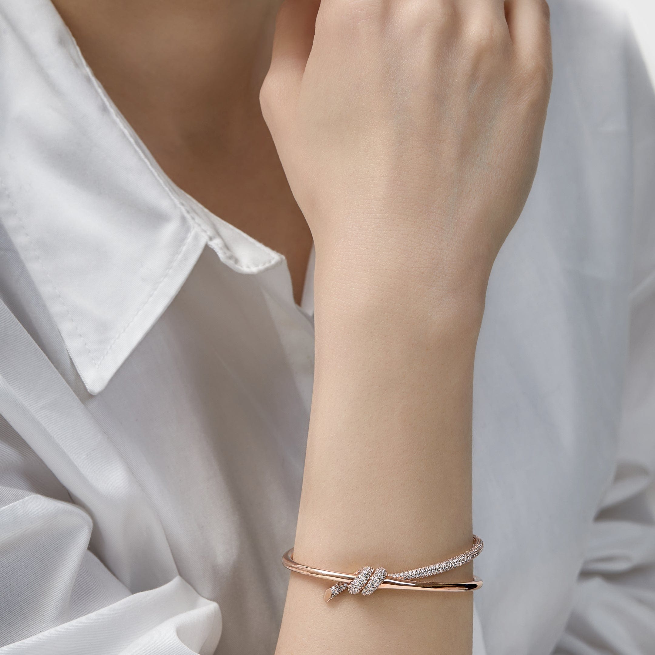 Tiffany & Co. Knot Double Row Hinged Diamond Bangle in Rose Gold 68887542
