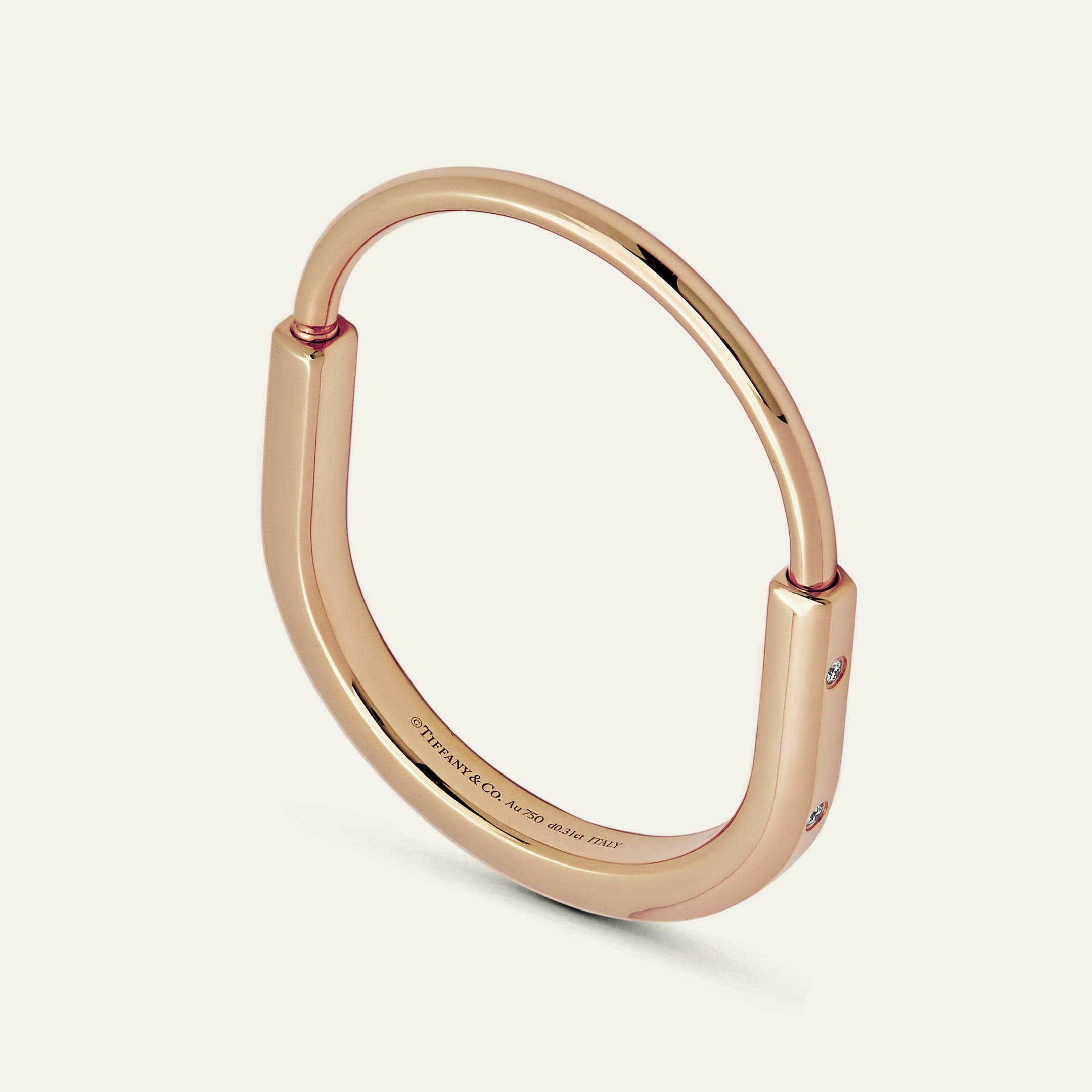 Tiffany & Co. Lock Bangle in Rose Gold with Diamond Accents 70185296