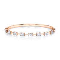 Hinged Bangle Bracelet with Emerald-cut Diamonds