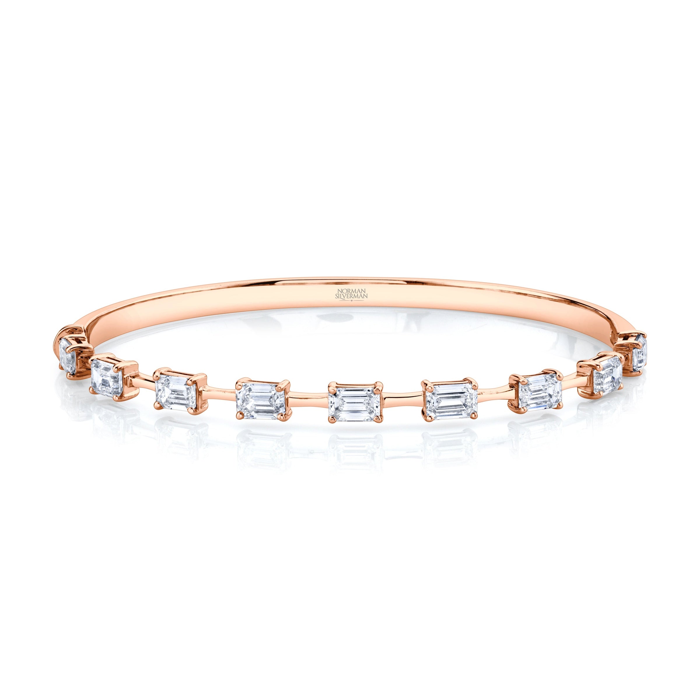 Hinged Bangle Bracelet with Emerald-cut Diamonds