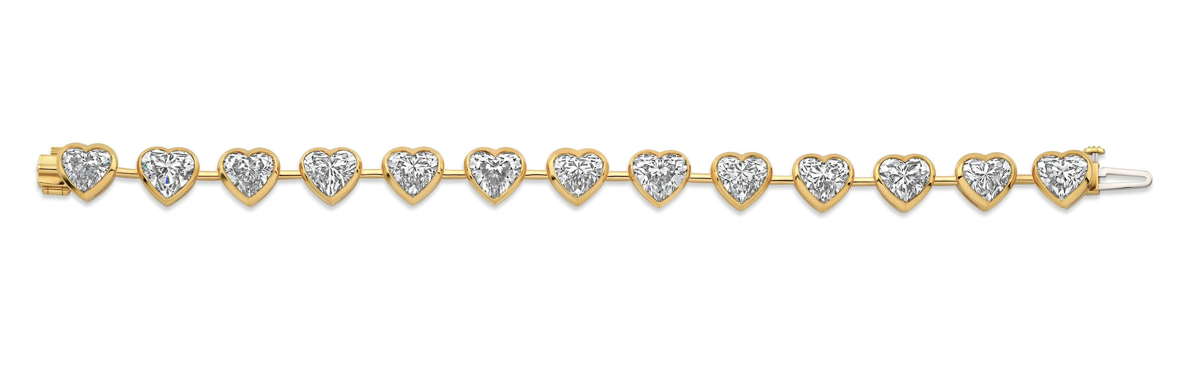 Heart Shape Diamond Bezel Set Bracelet