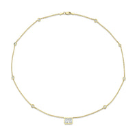 Diamond Station Pendant with Radiant Cut Center Stone