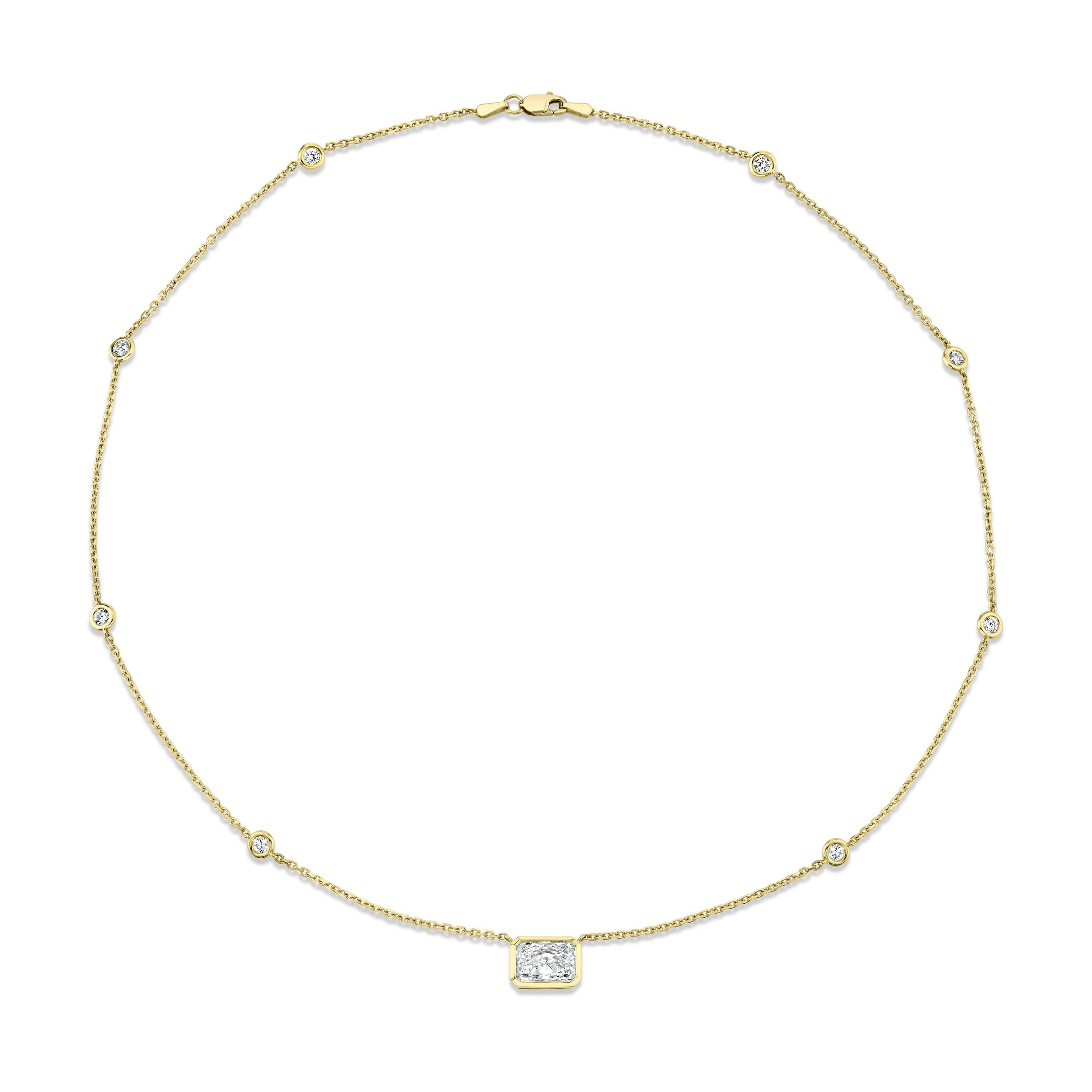 Diamond Station Pendant with Radiant Cut Center Stone
