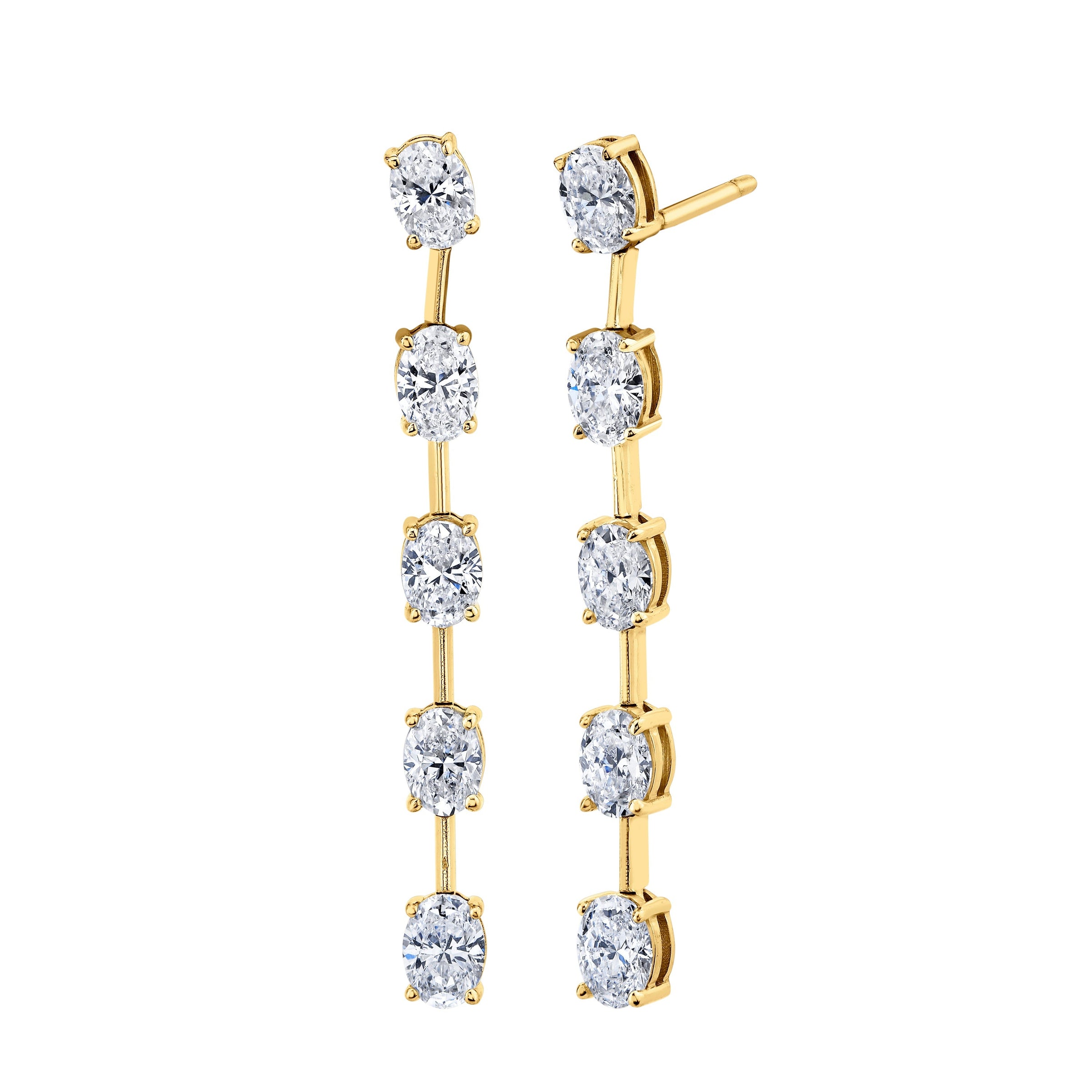 Linear Dangle Earrings with Oval Cut Diamonds