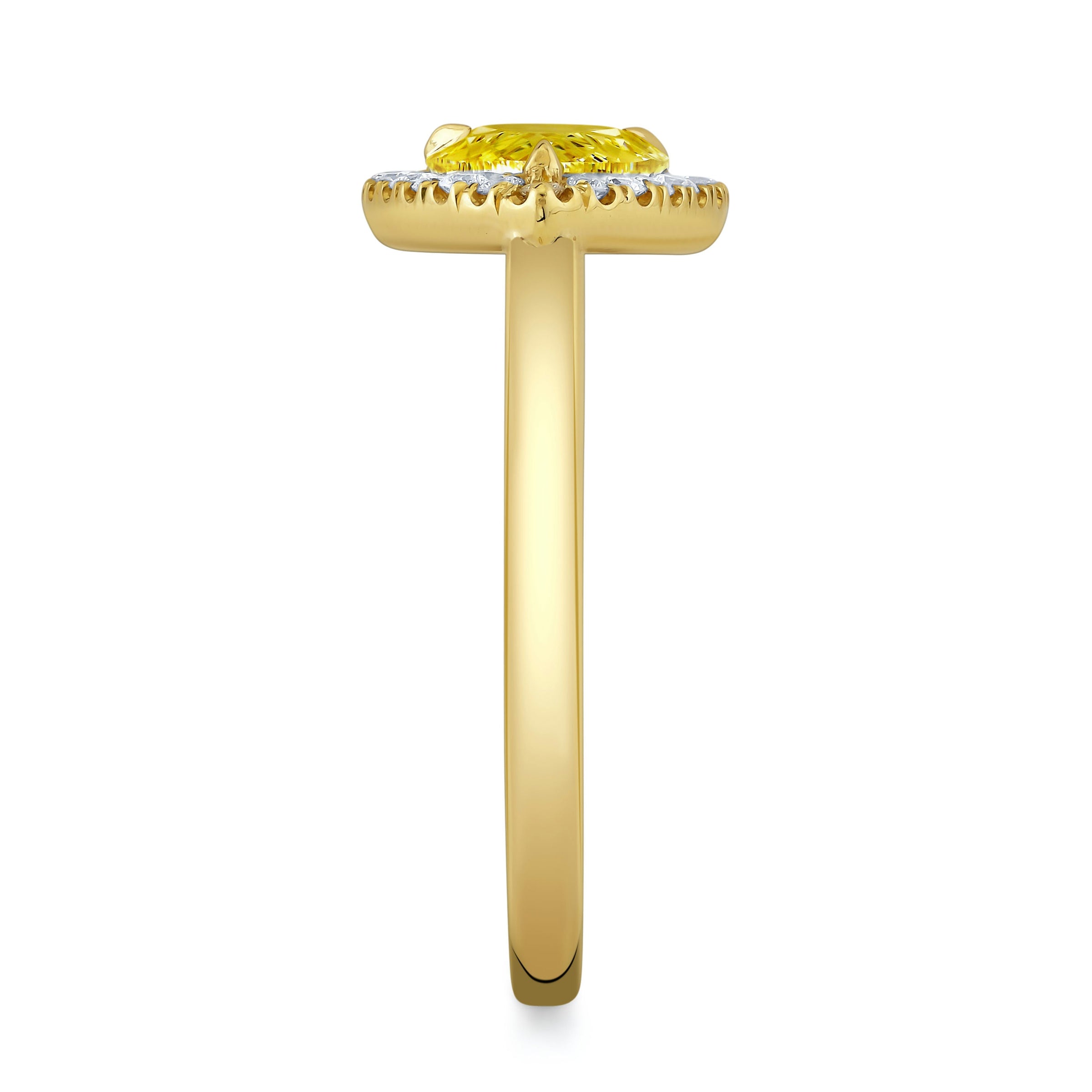 Fancy Yellow Pear Shape Diamond Halo Ring