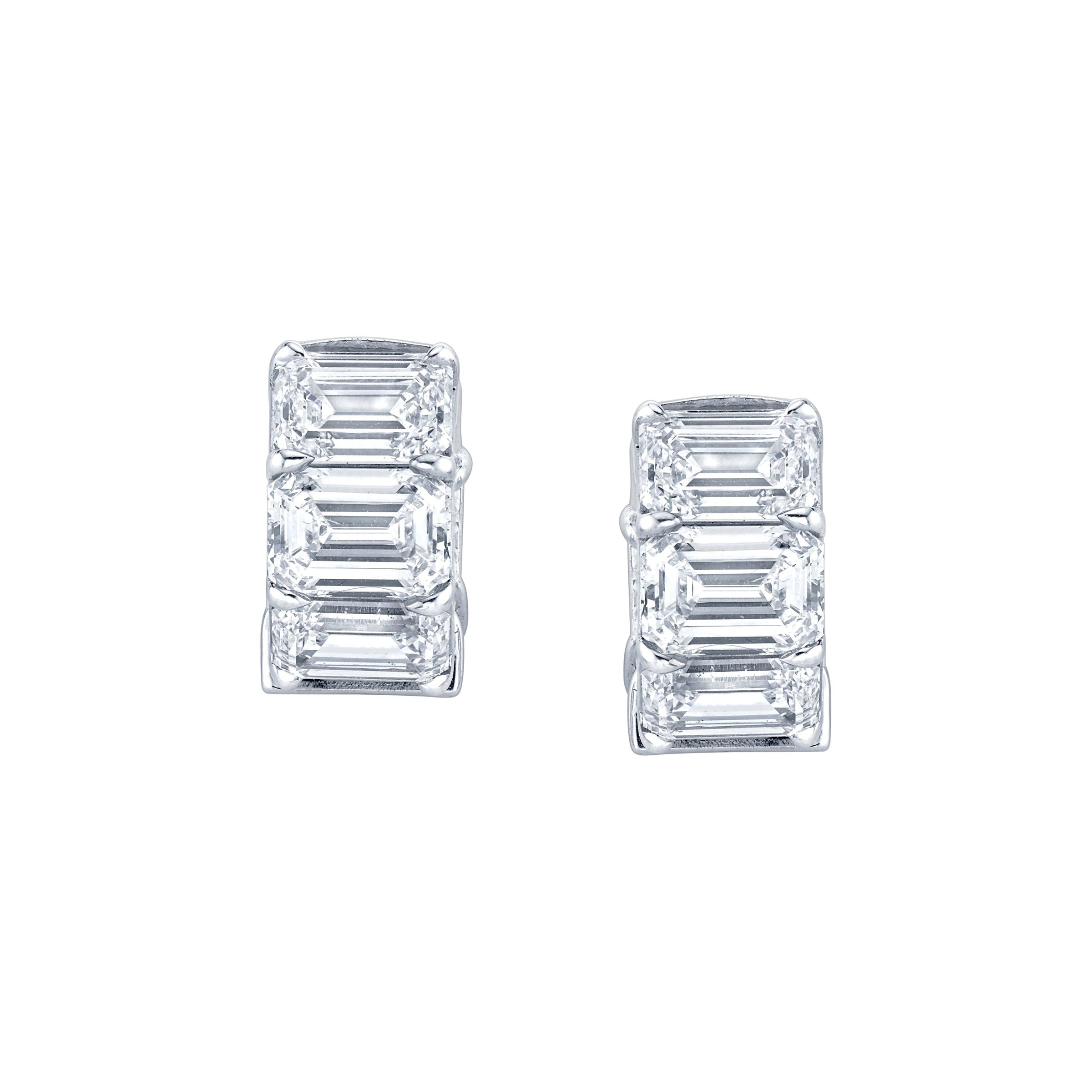 Emerald Cut Diamond Huggies