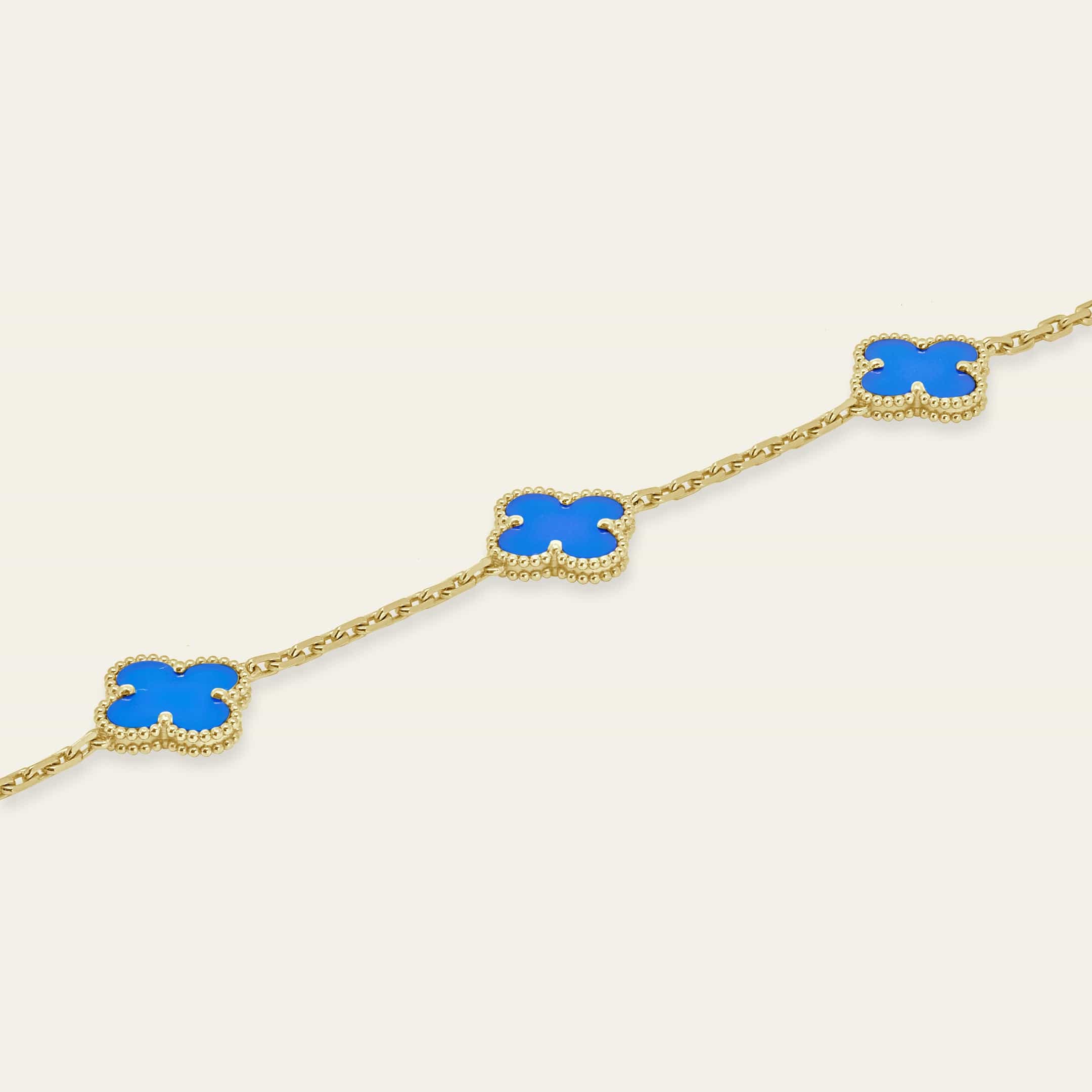 Van Cleef & Arpels Vintage Alhambra Bracelet 5 Motifs Agate