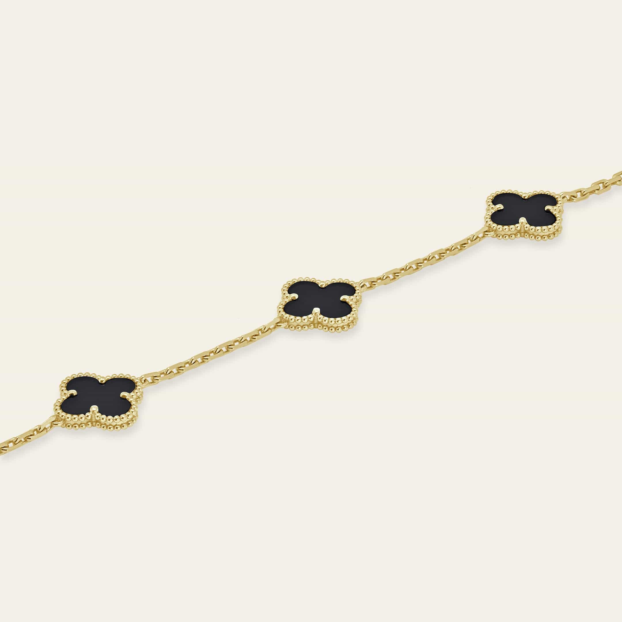 Van Cleef & Arpels Vintage Alhambra Bracelet 5 Motifs Onyx