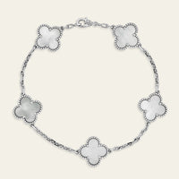 Van Cleef & Arpels Vintage Alhambra Bracelet, 5 Motifs White Mother-of-Pearl