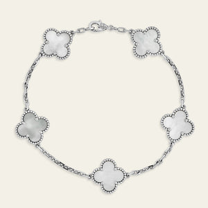Van Cleef & Arpels Vintage Alhambra Bracelet, 5 Motifs White Mother-of-Pearl