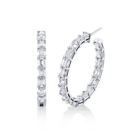 Emerald Cut Diamond Hoop Earrings
