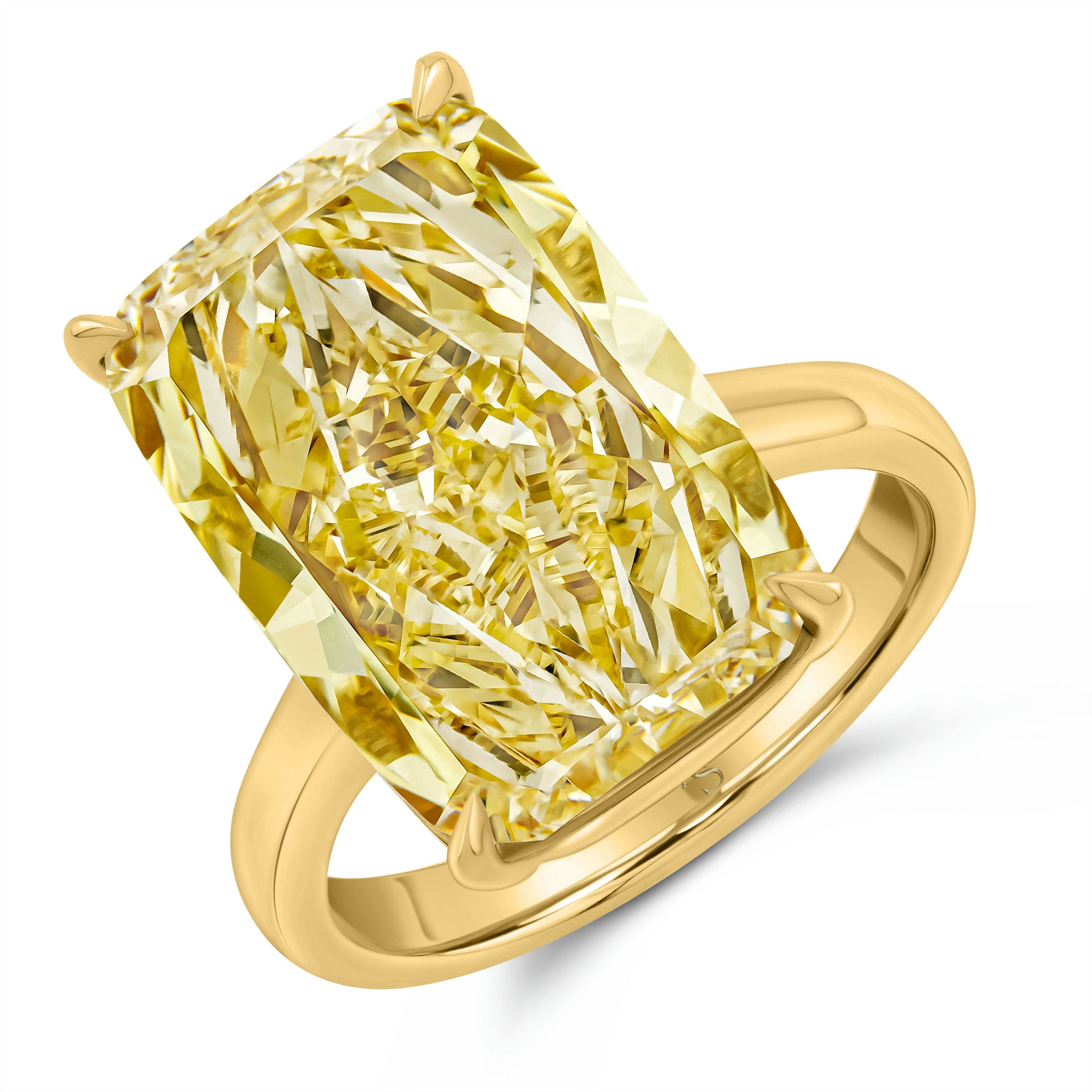 Fancy Intense Yellow Cushion Cut Diamond Ring