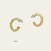 White and Yellow Diamond Pear-Shaped Spiral Earrings