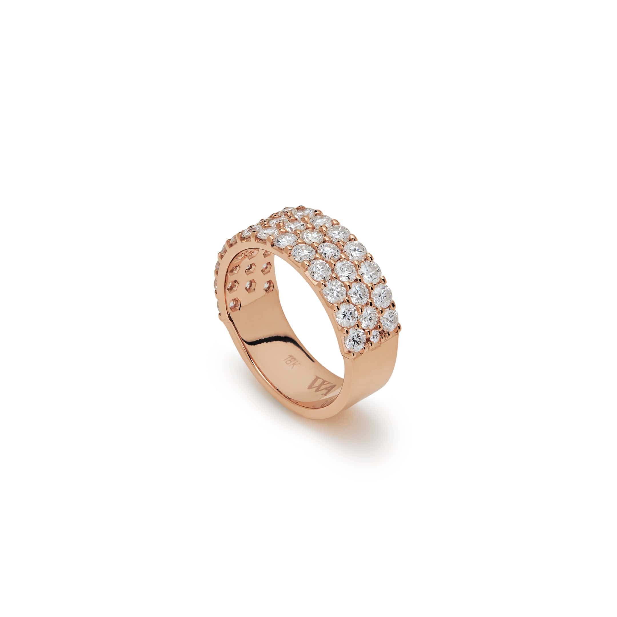 White Diamond Three-Row Ring