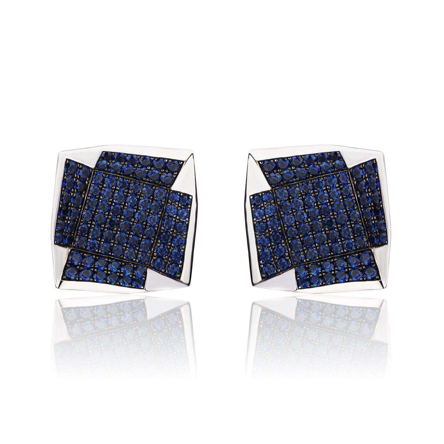 White Gold and Blue Sapphire Cufflinks