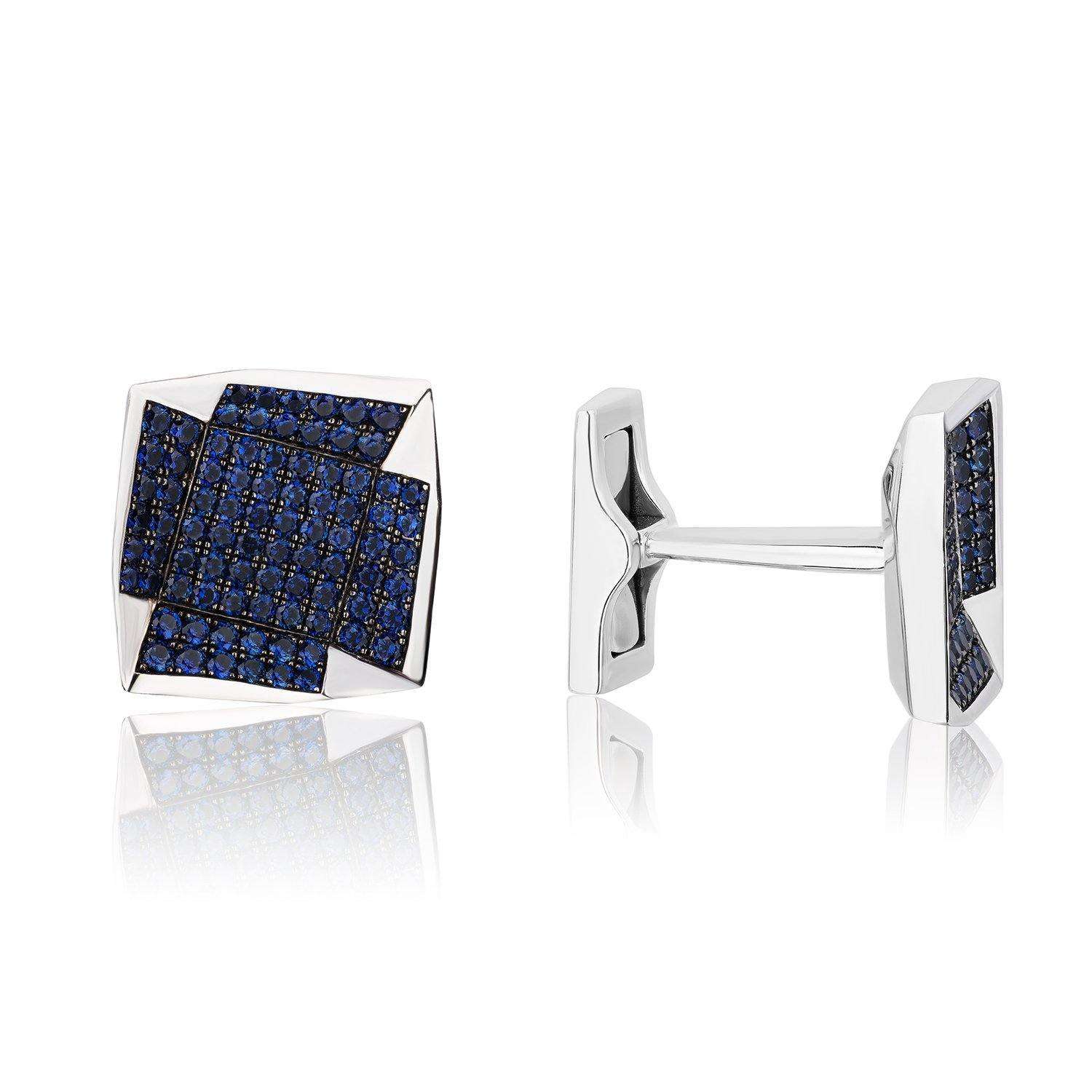White Gold and Blue Sapphire Cufflinks
