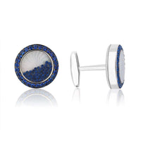 White Gold Cufflinks - 18k Pinctada Maxima - Côtes de Genève Pattern