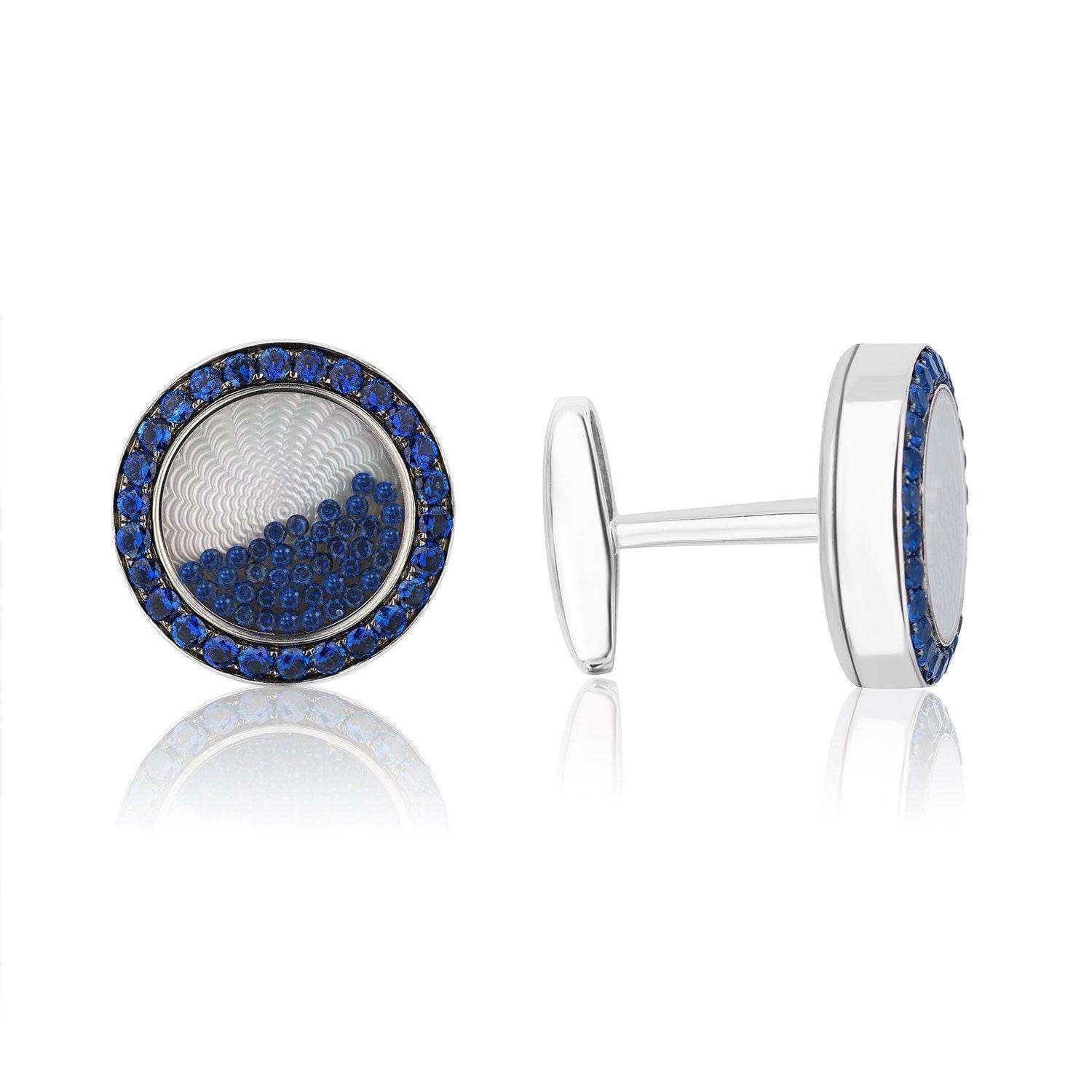 White Gold Cufflinks - 18k Pinctada Maxima - Côtes de Genève Pattern