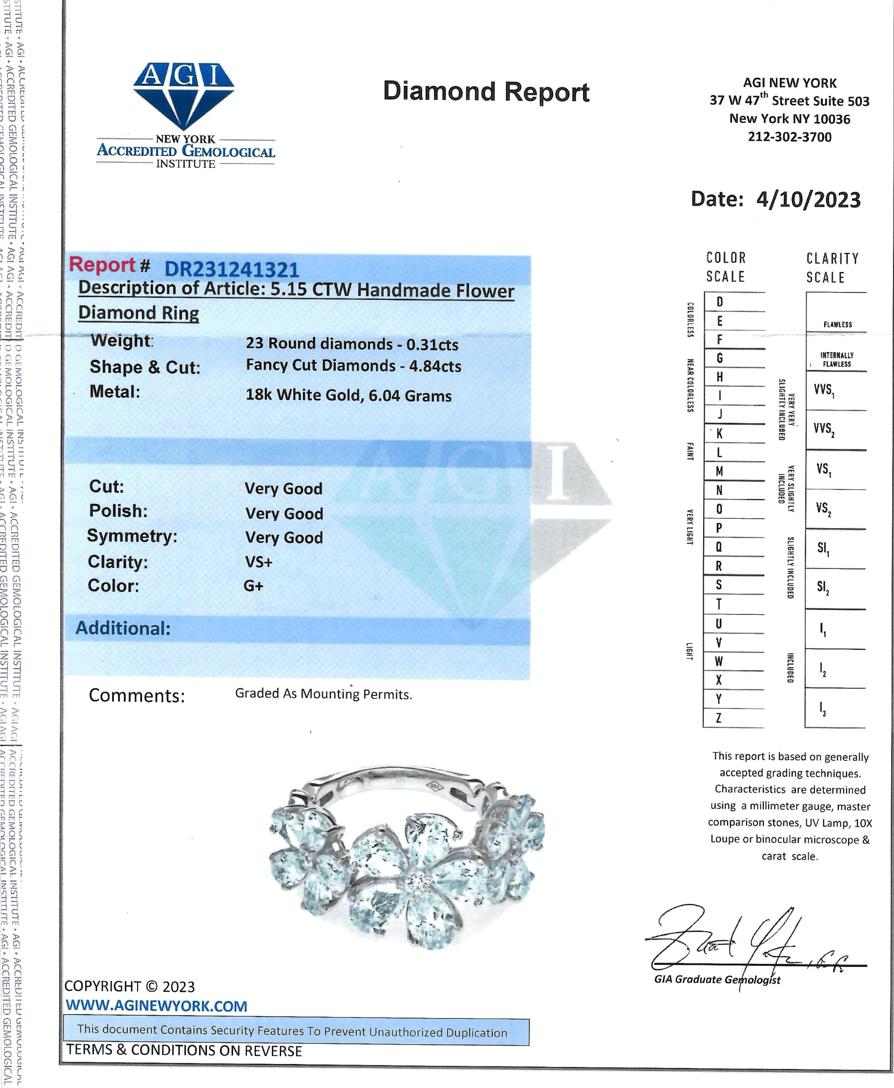 White Gold Diamond Flower Ring