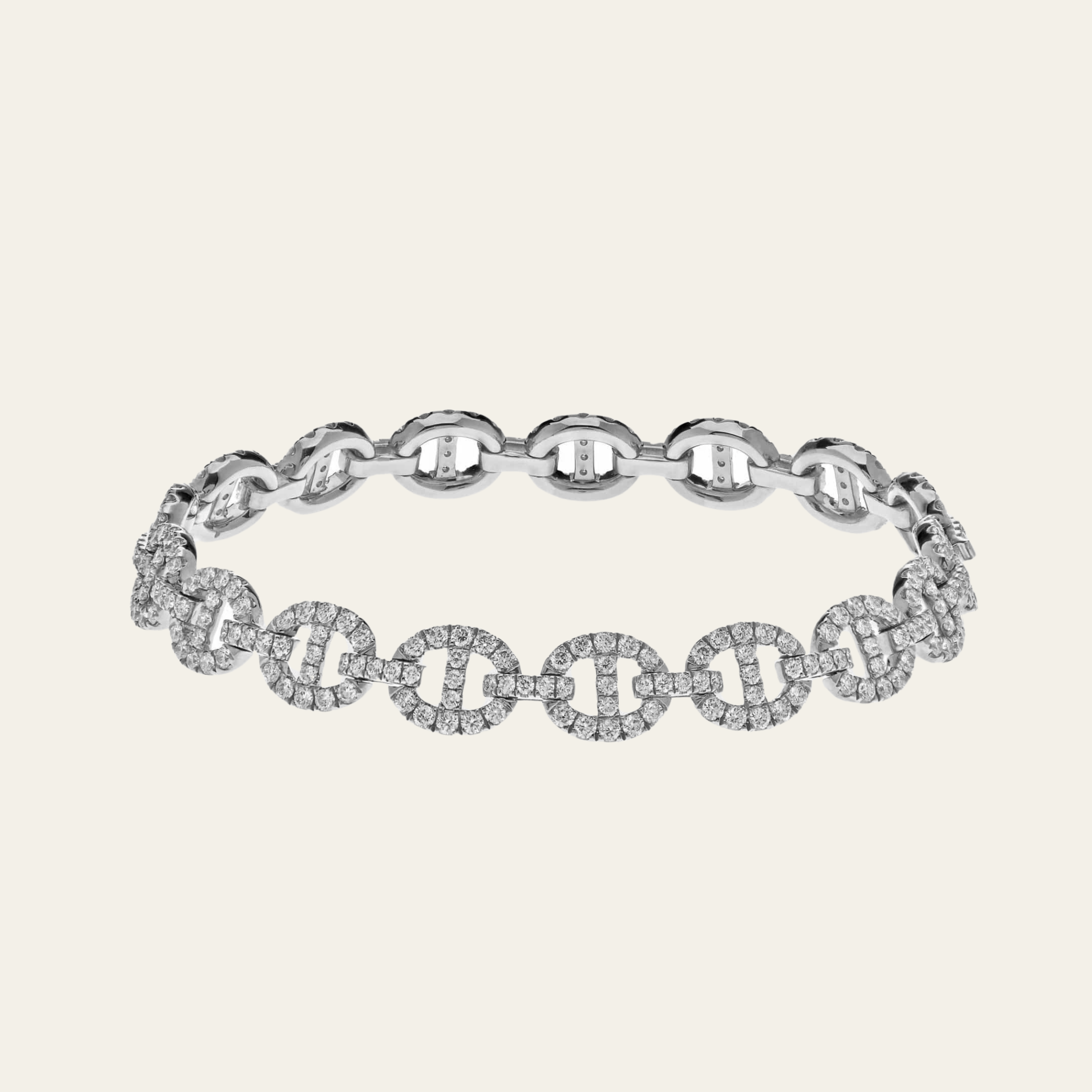 White Gold Diamond Large Link Bracelet