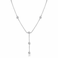 1.67ct. Natural Diamond Necklace Set In 14K White Gold, Bezel Set Round Cut
