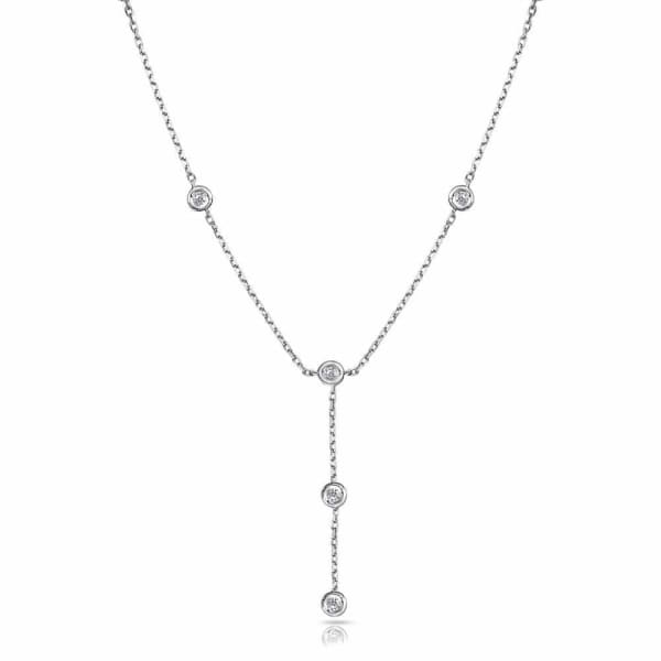 1.67ct. Natural Diamond Necklace Set In 14K White Gold, Bezel Set Round Cut