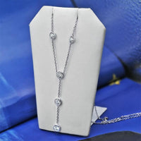 1.67ct. Natural Diamond Necklace Set In 14K White Gold, Bezel Set Round Cut