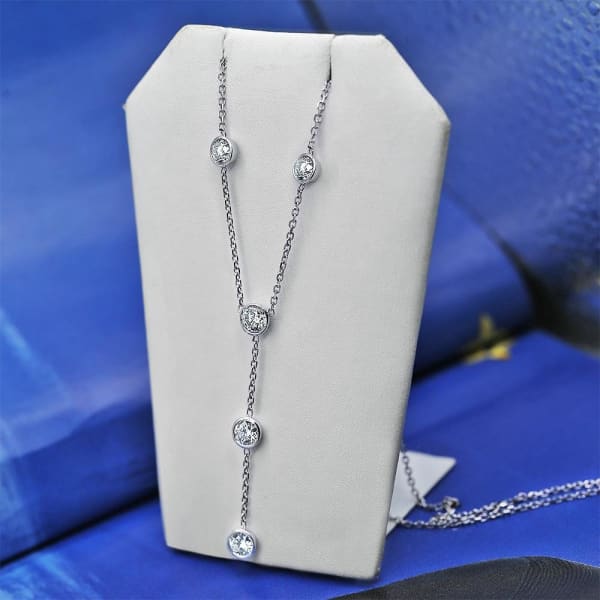 1.67ct. Natural Diamond Necklace Set In 14K White Gold, Bezel Set Round Cut