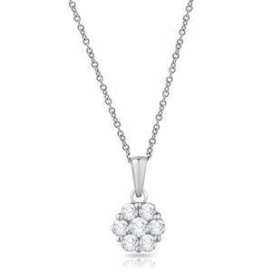 0.47ct. Natural Diamond Pendant with Lobster Claw Set In 18K White Gold, Round Cut