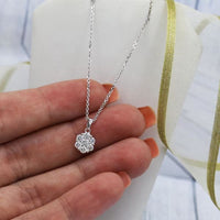 0.47ct. Natural Diamond Pendant with Lobster Claw Set In 18K White Gold, Round Cut