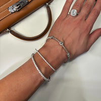 White Gold Emerald Cut Diamond Bangle