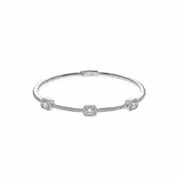 White Gold Emerald Cut Diamond Bangle