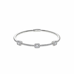White Gold Emerald Cut Diamond Bangle