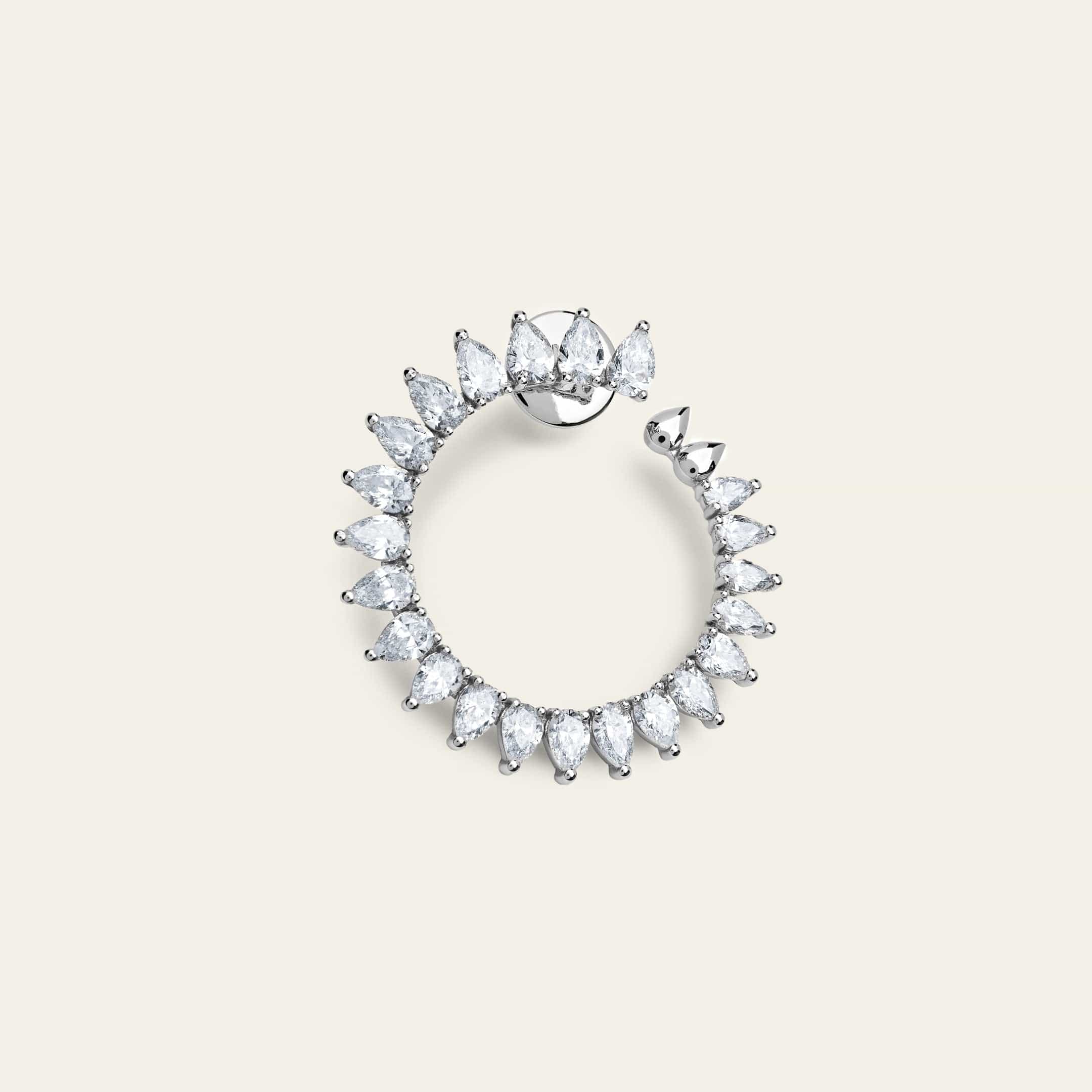 White Gold Pear Shape Diamond Spiral Earrings