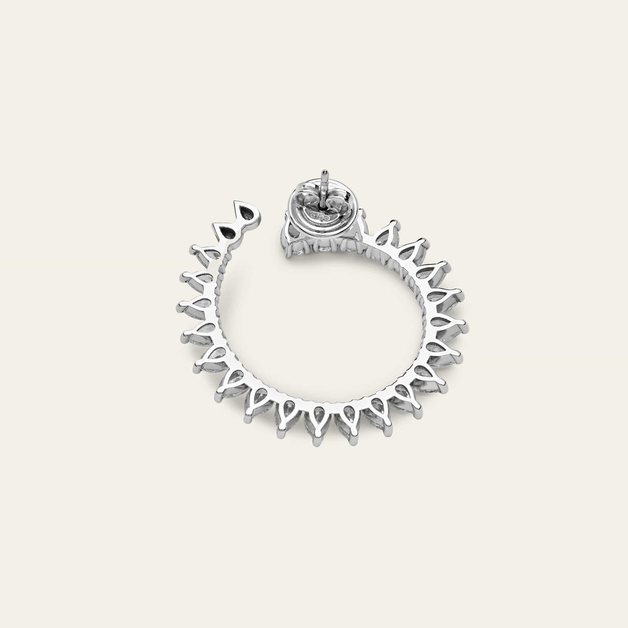 White Gold Pear Shape Diamond Spiral Earrings