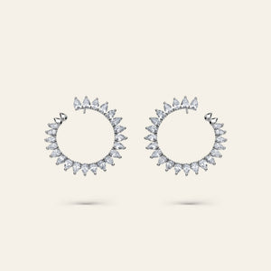 White Gold Pear Shape Diamond Spiral Earrings