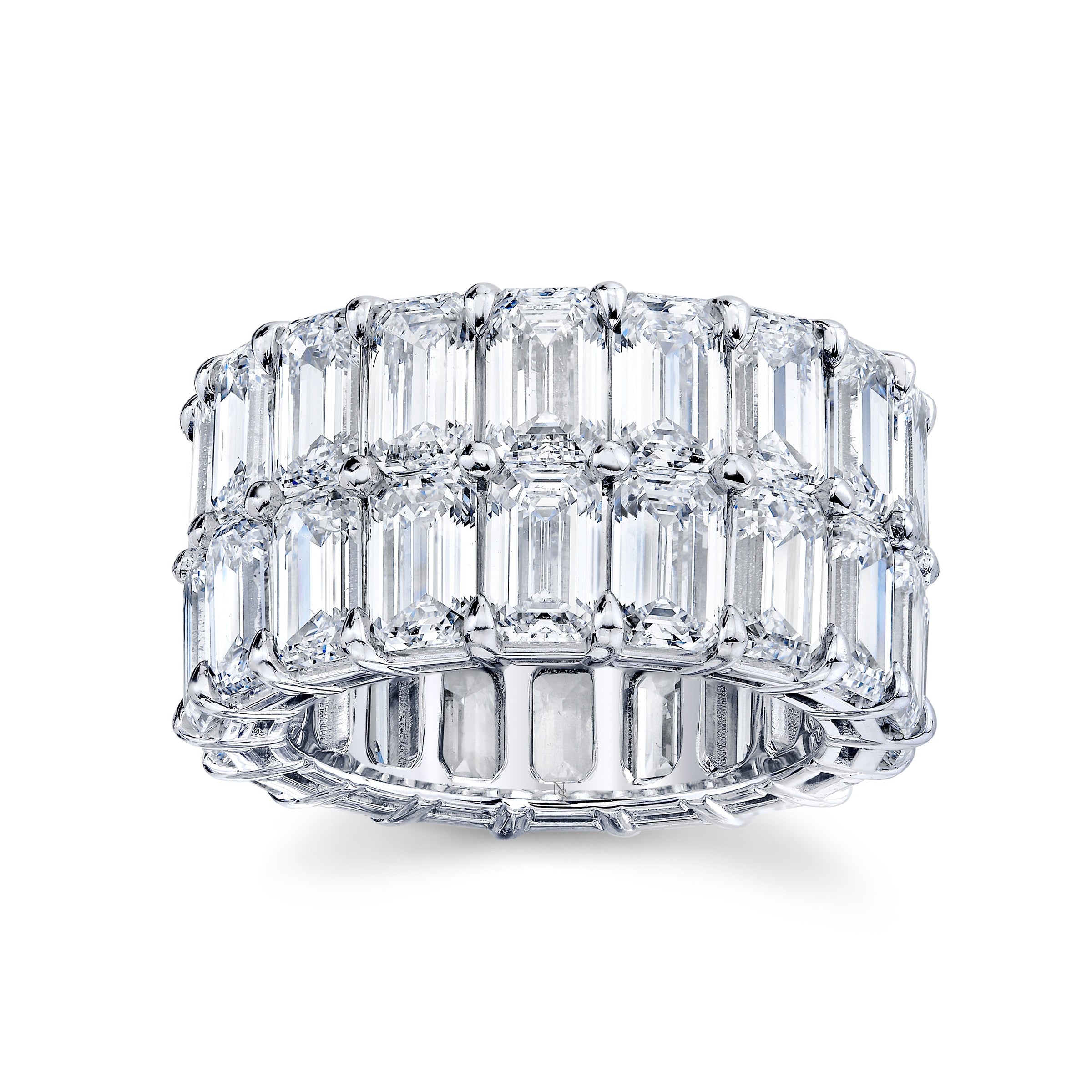 Double Row Emerald Cut Diamond Eternity Band