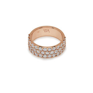 White Diamond Three-Row Ring