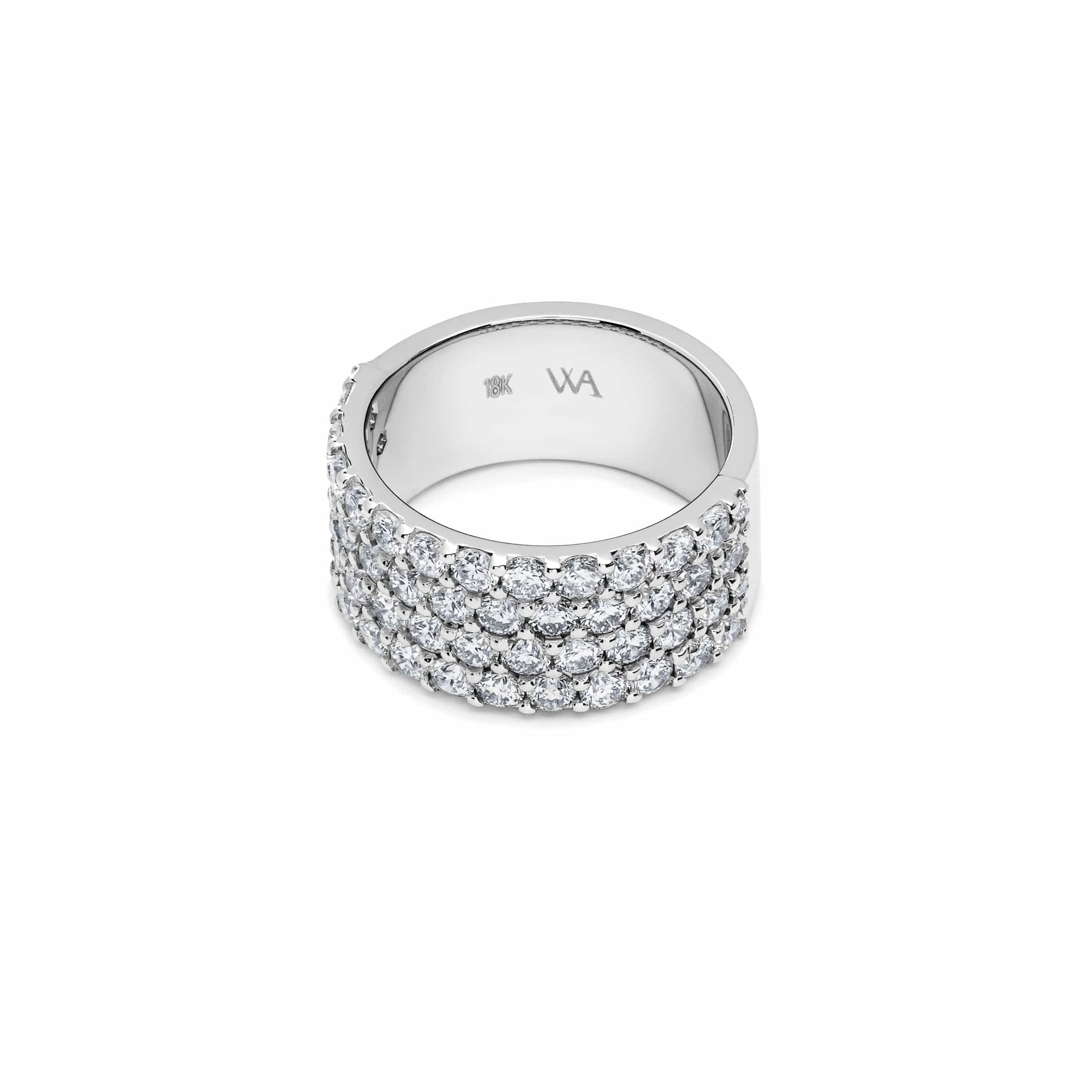 White Diamond Four-Row Ring