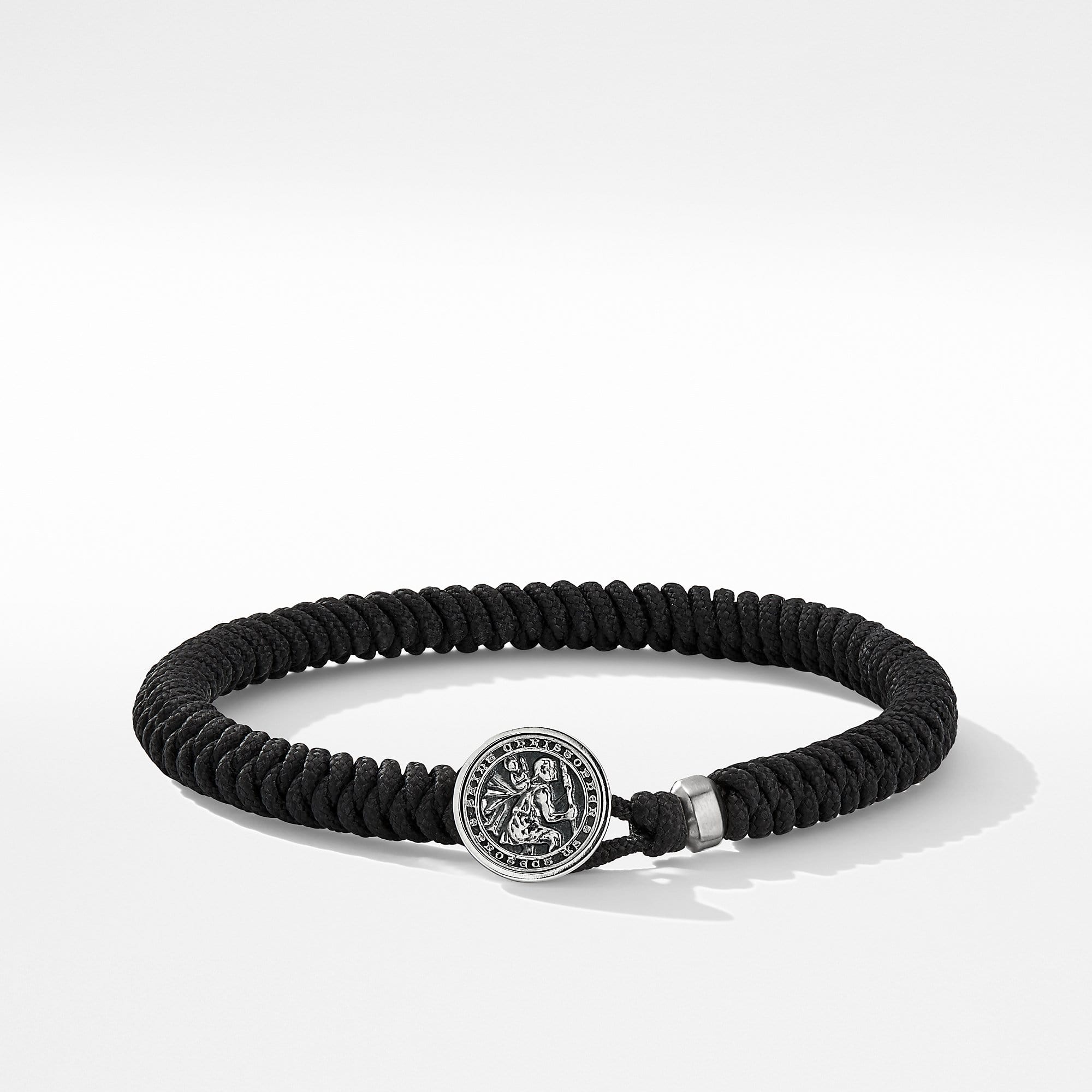 Woven St. Christopher Bracelet with Black Nylon