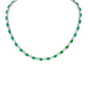 Alternating Oval-cut Diamonds and Green Emeralds Necklace