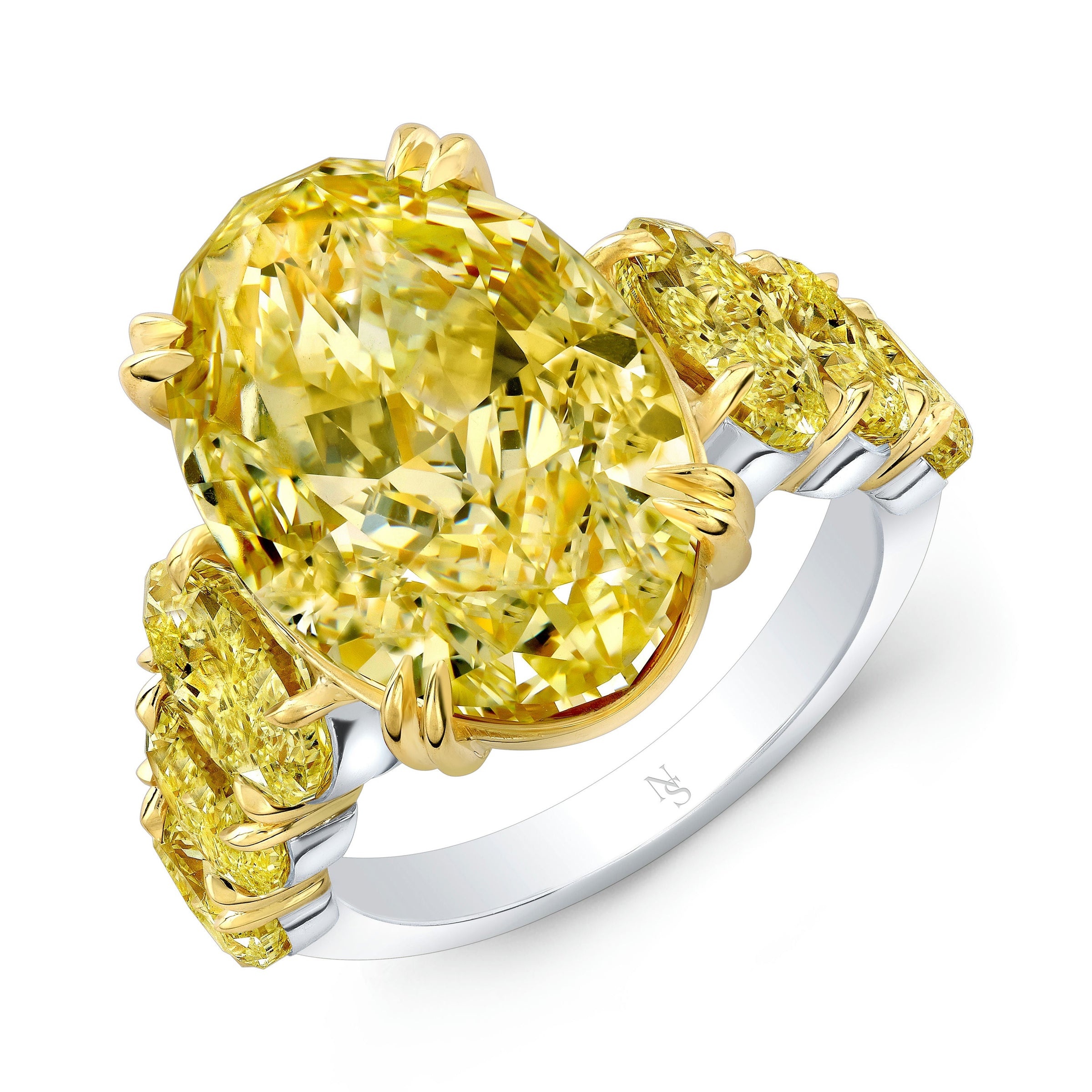 10.03 Fancy Yellow Oval Diamond 7-stone Ring