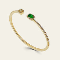 Yellow Diamond and Emerald Flexible Open Bangle